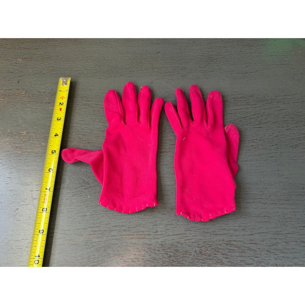 Vintage Hot Pink Stretch Gloves Magenta Formal Costume Dress Accessory 8 Inch